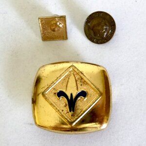 VINTAGE BOY SCOUTS OF AMERICA SCARF SLIDE & CUB BOBCAT SCOUTS PIN LOT (USED)